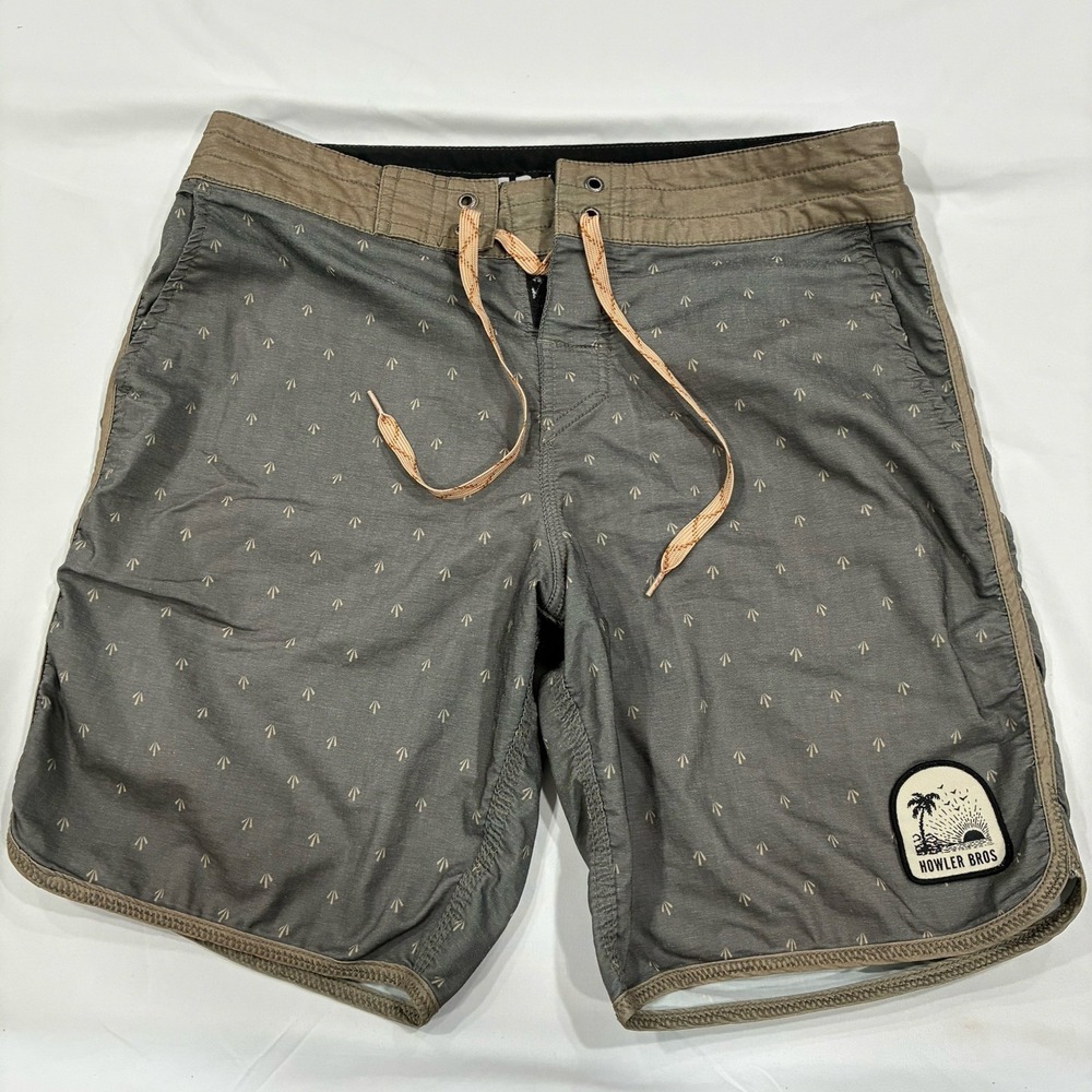 Howler Bros Swim Trunks Mens 30 Gray Geometric Board Shorts‎ Swimsuit Beach